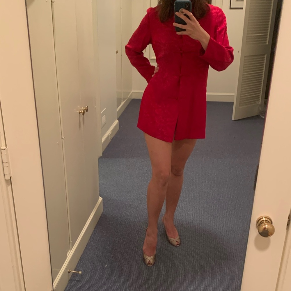 1940s Red Shanghai Tang Designer Top Vintage 1940s